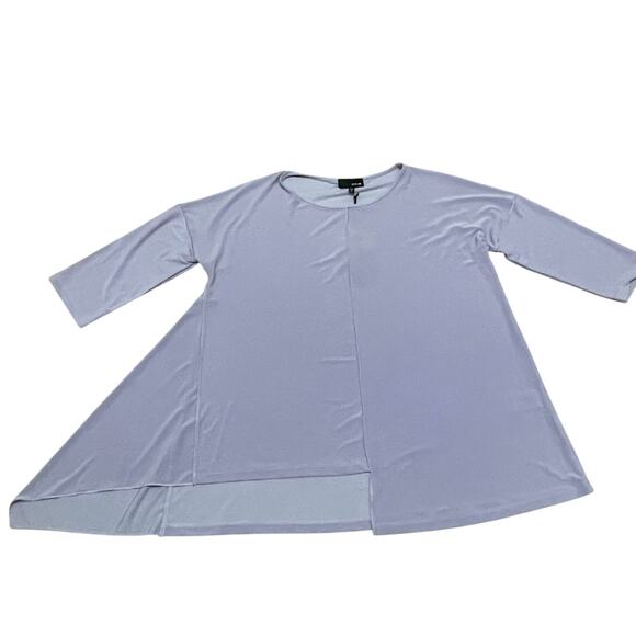 Sun Kim Women's M Lavender Purple Flowy Asymmetrical‎ Tunic Top 3/4 Sleeve NWT - Picture 1 of 5
